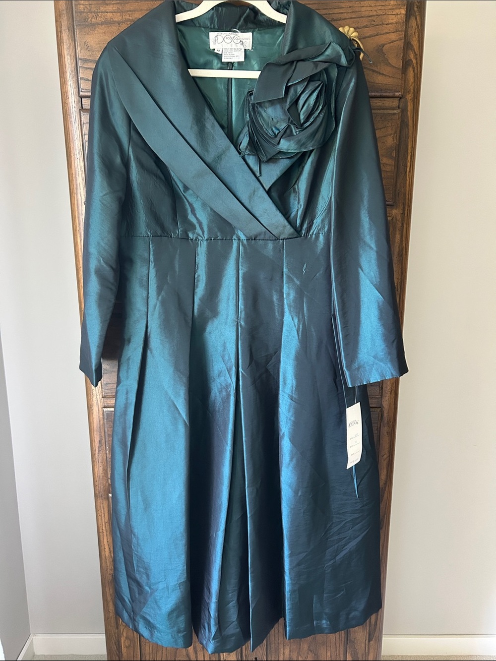 NWT Dorinda Clark Cole DCC Rose Collection Dark Green Formal Gown, Size 12